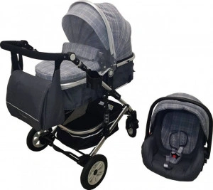Carucior-nou-nascuti-3-in-1-Baby-Care-PRO-531-geanta-Bebe-Cadru-Aluminiu-Amortizoare-Roti-din-cauciuc-plin-AVE-Landou-Scoica-auto-Spatar-reglabil-3-trepte-Plasa-insecte-Gri-cu-carouri_2