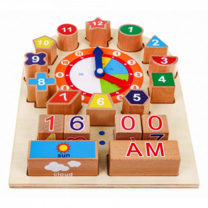 Ceas-puzzle-3D-tip-Montessori-din-lemn-masiv-NOVOKIDS-Learning-Clock-18-piese-Cu-forme-geometrice-si-Numere-Materiale-Eco-Multicolor_2