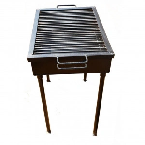 Gratar de Gradina Traditional din Fier , Realizat Manual, picioare detasabile, 60 X 40 X 71 CM, Tabla 2 mm,sarma grill 8mm, Negru