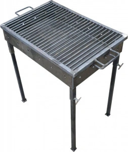 Gratar de gradina traditional HouseXL™ Premium Barbecue, Picioare din teava rectangulara cu surub, Realizat manual, Sarma grill 8mm, 60 X 40 CM, Natur