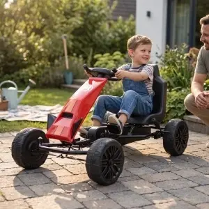 Kart cu pedale pentru copii NOVOKIDS GoKart cu roti EVA si frana