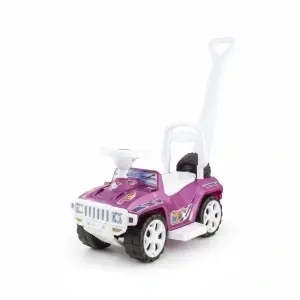 Masinuta copii si bebe NOVOKIDS™ My first SUV Car XXL , Lungime 85 cm, Maner de impins pentru parinti detasabil, Functie trotineta fara pedale, Pentru interior si exterior, Mov