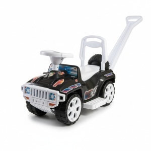 Masinuta copii si bebe NOVOKIDS™ My first SUV Car XXL , Lungime 85 cm, Maner de impins pentru parinti detasabil, Functie trotineta fara pedale, Pentru interior si exterior, Negru