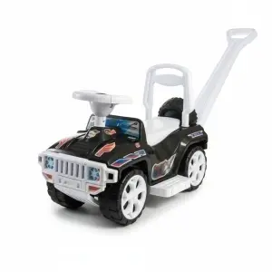 Masinuta copii si bebe NOVOKIDS™ My first SUV Car XXL , Lungime 85 cm, Maner de impins pentru parinti detasabil, Functie trotineta fara pedale, Pentru interior si exterior, Negru