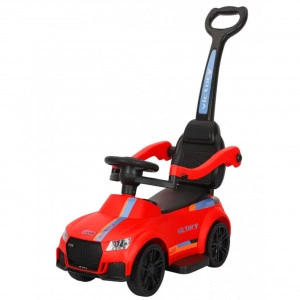 Masinuta copii si bebe NOVOKIDS™ Victory Car, Cu melodii si lumini, Maner de impins pentru parinti detasabil, Functie trotineta fara pedale, Pentru interior si exterior, Rosu