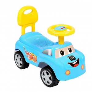 Masinuta cu Functie de Trotineta Fara Pedale Pentru Copii NOVOKIDS™ DREAM CAR, Maxim 25 Kg, Cu Sunete, Spatar de Protectie si Volan, ALBASTRU
