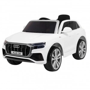 Masinuta Electrica cu acumulator pentru copii NOVOKIDS™ Audi Q8 Lift , Roti din Cauciuc EVA, 3-8 ani , Usi cu deschidere , Baterie12V, 2 Viteze, lungime 109 cm, 2 motoare 390 W, Alb