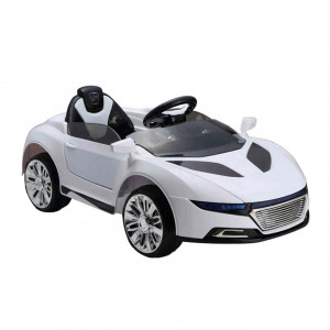Masinuta Electrica cu acumulator pentru copii NOVOKIDS™ NKA228 Sport Racer , Cu telecomanda, Melodii si lumini, 3-8 ani , Usi cu deschidere , Baterie 6V, 2 Viteze, MP3, Alb
