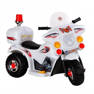 Motocicleta Electrica cu Acumulator Pentru Copii LENA BABY® , cu muzica si lumini,3 roti, MERS CU SPATELE, Alb