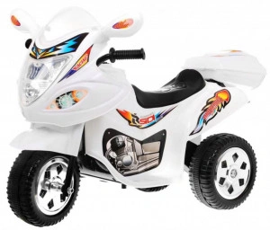 Motocicleta Electrica cu Acumulator Pentru Copii NOVOKIDS™ Moto Classico 88, 3-6 ani, Max 25 kg, Cu Melodii si Lumini, Trotineta Electrica, 3 Roti, Alb