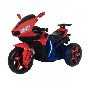 Motocicleta Electrica cu Acumulator Pentru Copii NOVOKIDS™ Shadow Motor, 2-6 ani, max 40 kg, Cu Sunete si Lumini LED, Trotineta Electrica, 3 Roti, MERS CU SPATELE, Rosu