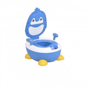 Olita-2-in-1-pentru-copii-NOVOKIDSÂª-Happy-Penguin-Vas-detasabil-Plastic-non-toxic-Model-Pinguin-Albastru