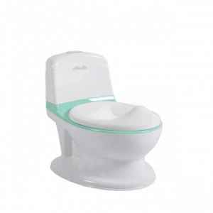Olita premium pentru copii NOVOKIDS™ Atlantic seat, Cu sunete, Vas detasabil, Plastic non toxic, Suport hartie igienica, Turquoise cu Alb