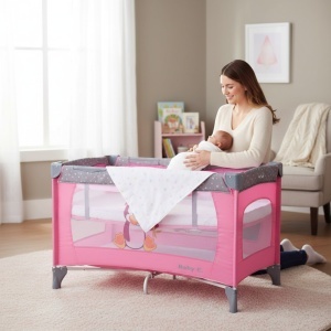 Patut-Pliabil-si-Tarc-copii-Baby-Care-PRO-FMG-120X60-cm-2-Niveluri-de-inaltime-Cu-geanta-transport-inclusa-Plasa-insecte-Roz-3