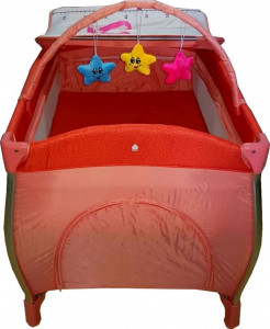 Patut-Pliant-NOVOKIDS-Baby-C-XXL-110X80-cm-transforabil-in-Tarc-Copii-2-Niveluri-Masa-infasat-detasabila-Jucarii-plus-geanta-transport-Corai_2