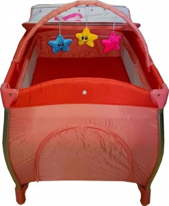 Patut-Pliant-NOVOKIDS-Baby-C-XXL-110X80-cm-transforabil-in-Tarc-Copii-2-Niveluri-Masa-infasat-detasabila-Jucarii-plus-geanta-transport-Corai_2