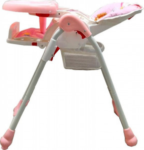 Scaun-de-masa-pentru-copii-si-bebe-Baby-Care-CC-reglabil-in-3-trepte-Pliabil-Centura-de-siguranta-Sezut-comfortabil-Masuta-detasabila-Pozitie-somn-Cosulet-de-depozitare-Model-Animalute-Roz