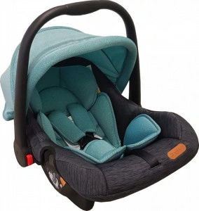 Scoica auto pentru bebelusi Baby Care™ PRO, Cos auto, Maner reglabil, Captuseala comfortabila, Omologare R-129 i-Size, Sistem de prindere in 5 puncte, Maximum 13 kg, Turquoise cu Gri