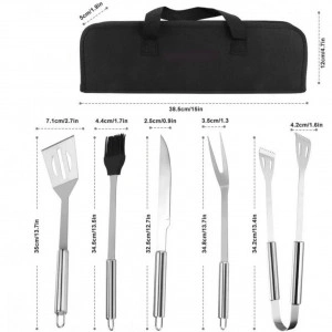 Set-5-ustensile-gratar-din-inox-HouseXL-BBQ-Cu-geanta-transport-inclusa-Cleste-Spatula-Furculita-Cutit-si-Perie-gratar