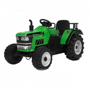 Tractor Electric XXL cu acumulator pentru copii NOVOKIDS™ Mahindra 6075 PST , telecomanda parinti inclusa, Melodii si USB , 3-8 ani , Baterie12V, 2 Viteze, lungime 140 cm, faruri , Verde