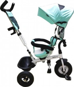 Tricicleta-cu-copertina-NOVOKIDS-Baby-C-roti-din-cauciuc-frana-si-maner-pentru-parinti-cadru-metalic-Vernil_1