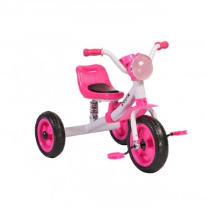 Tricicleta cu pedale NOVOKIDS™ Felix Trike ,Cu melodii si lumini, Max 20 kg, Suspensie spate, Roti din cauciuc EVA, Cadru metalic, Roz