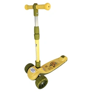 Trotineta copii cu roti luminoase din silicon NOVOKIDS™ Mini Scooter 8150, Cu melodii si lumini, 3 roti, Pliabila, Maner reglabil pe inaltime, Maxim 50 kg, Design modern, Galben