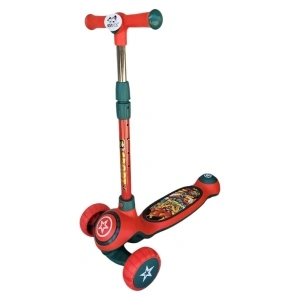 Trotineta copii cu roti luminoase din silicon NOVOKIDS™ Mini Scooter 9080, Cu melodii si lumini, 3 roti, Pliabila, Maner reglabil pe inaltime, Maxim 50 kg, Design modern, Rosu