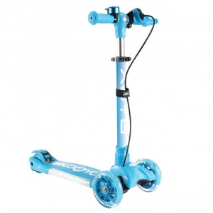 Trotineta copii cu roti luminoase din silicon NOVOKIDS™ Toy Cube , cu lumini, 3 roti,pliabila, maner reglabil pe inaltime,maxim 50 kg, sistem frana Easy Break, far luminos in fata, design modern, Albastru