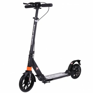 Trotineta din aluminiu cu frana pe disc NOVOKIDS™ Plexus EVO PRO, Maxim 100 kg, Frana si suspensie duble, Diametru roata 200 mm, Negru