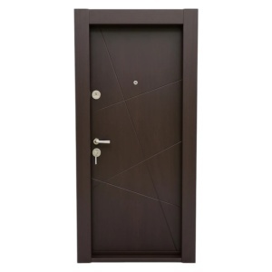 Usa metalica de apartament cu izolatie si vizor Novo Doors First Class NDS18W, Cu toc imbracat si folie PVC, Deschidere Stanga Dreapta, Dimensiune 200X88 cm, Tabla 1.2 mm, Kit complet, Wenge