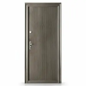 Usa metalica de exterior cu izolatie si vizor Novo Doors ND7003 , 2 yale,tabla 0,7 mm, balamale si clanta incluse, toc de 7 centimetri, pentru casa si apartament, Gri
