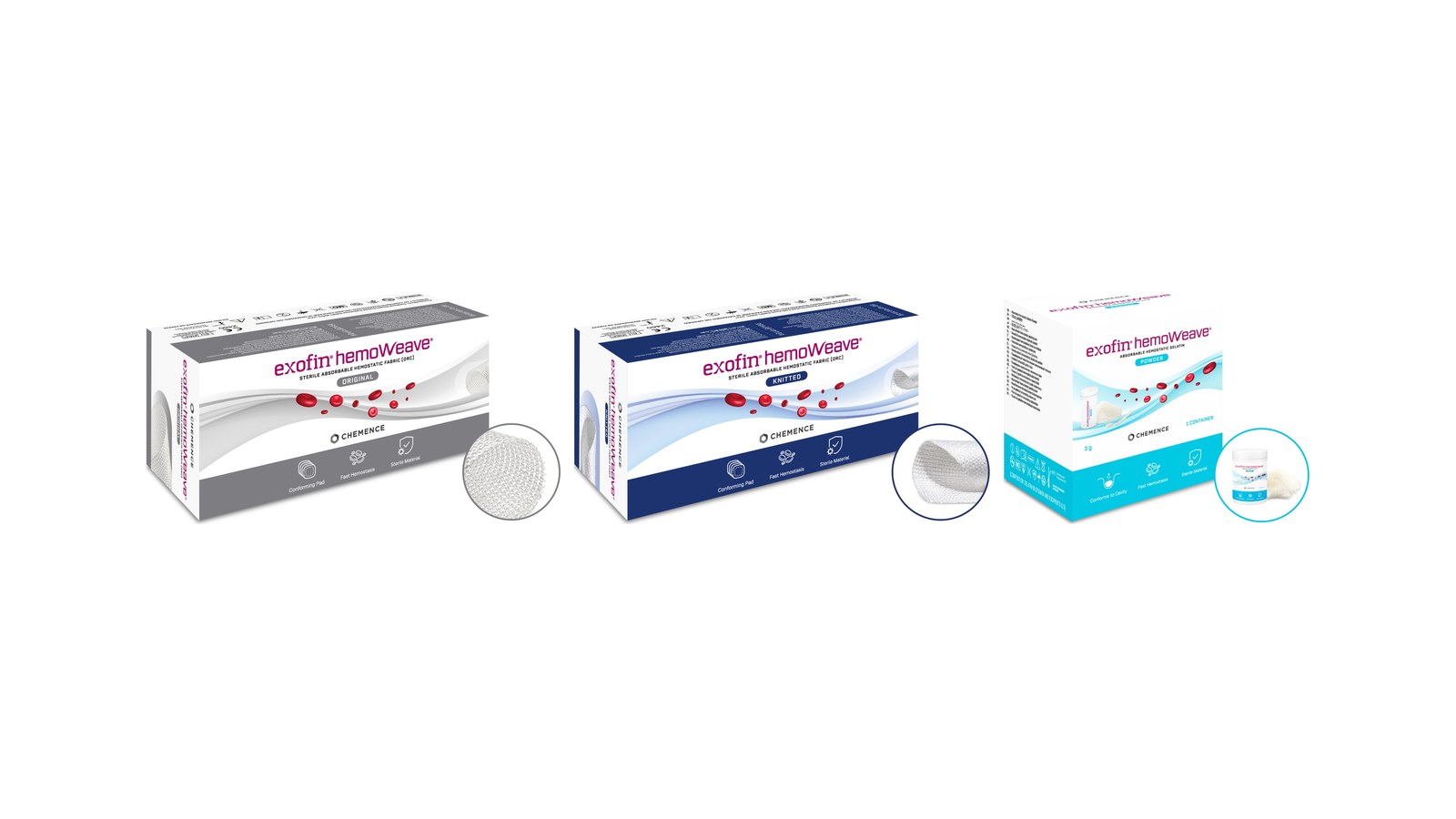 Original, Tricotat sau Pudră? Cum alegi varianta exofin hemoWeave pentru fiecare intervenție