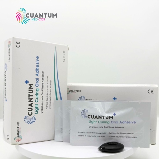 Cuantum Light Curing Oral Adhesive, 10 x 1gr. – Adeziv tisular fotopolimerizabil pentru chirurgie orală și stomatologie - CUANTUM Medical