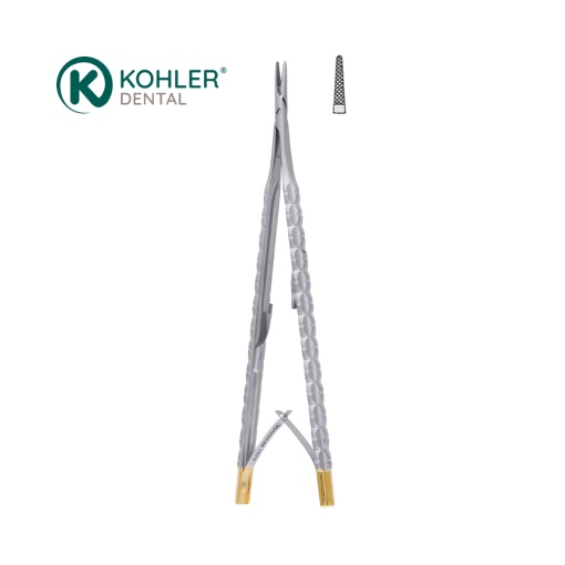 7673 – Micro port-ac CASTROVIEJO, 16 cm, drept, cu inserții din carbură de tungsten – KOHLER Dental