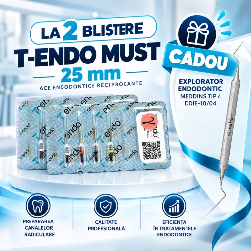 Pachet 2 blistere T-Endo Must 25 mm + Explorator Endodontic Meddins Tip 4 DDIE-10/04 CADOU - Img 1