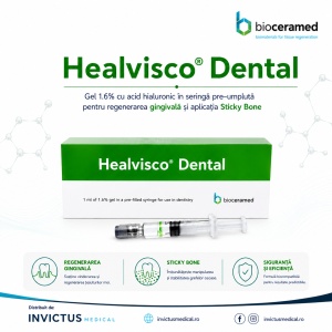 Healvisco Dental – Gel cu Acid Hialuronic pentru Vindecare, Implantologie și Regenerare (Sticky Bone & GBR)