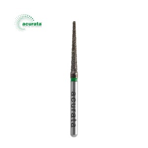 Freză diamantată Acurata Black | Formă conică rotunjită lungă 199 | Granulație grosieră | FG ISO 314 | Ø 1,2 - 1,6 mm