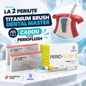 Pachet pentru Decontaminarea Implanturilor – 2 Titanium Brush DentalMaster + Perio-Flush CADOU