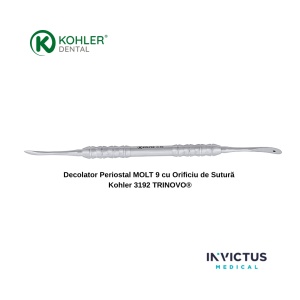 Decolator Periostal MOLT 9 cu Orificiu de Sutură Kohler 3192 TRINOVO® – Instrument Chirurgie Parodontală și GBR din Oțel German, 17,5 cm