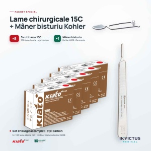 Mâner bisturiu clasic KOHLER + 5 cutii lame Kiato Plus 15C