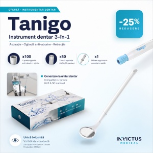 Tanigo– Instrument dentar 3-în-1 cu aspirație, oglindă și retracție | 100 capete incluse + 50 tuburi aspiratie
