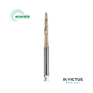 Freză chirurgicală de os Acurata | Tip Lindemann | 4 tăișuri | Contraunghi | Ø 1.6 mm | Acoperire ZrN
