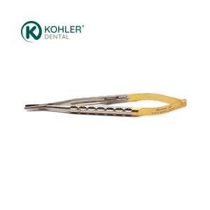 7668 – Micro port-ac CASTROVIEJO, 15 cm, drept, cu inserții din carbură de tungsten, "THICK JAWS" – KOHLER Dental - Img 3