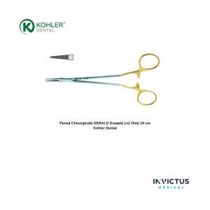 Pensă Chirurgicală GERALD Dreaptă 1x2 Dinți 18 cm Kohler Dental – Cod 4583