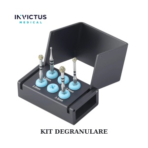 Kit Freze de Degranulare Dentară – 4 Freze Diamantate CA 2,35 mm, Ø 1,0–3,5 mm, Autoclavabil