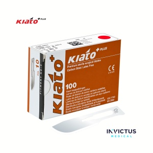 Lame Bisturiu KIATO Plus Model 10 – Oțel Carbon, Lamă Dreaptă cu Vârf Ascuțit, Sterile – Pentru Incizii de Precizie și Microchirurgie