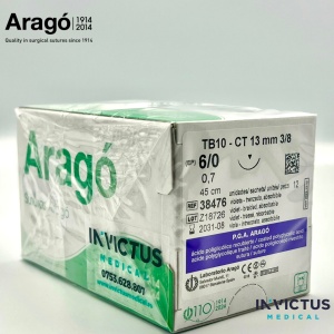 PGA ARAGO (VIOLET) 6/0, 45cm, CT13, CUT. CU 12 FIRE DE SUTURĂ - Aragó