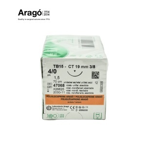 POLIGLECAPRONE ARAGO (VIOLET) 4/0, 70cm, DS19, CUT. CU 12 FIRE DE SUTURĂ - Aragó - Img 2