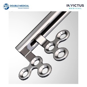 Distractor mandibular Double Medical, detaliu plăci de fixare 3+3 găuri